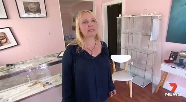 Jodie-Lee Tybell confronted robbers while her daughters were inside the store. Source: 7 News