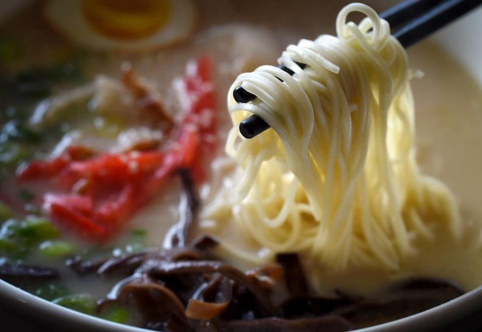 Hakata-style ramen is made with pork broth that is cooked for 12 hours and a variety of toppings at the new Tsuchiya Ramen, 736 W. Bullard Ave.