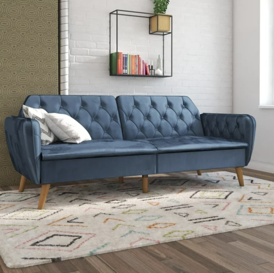 <p><a href="https://go.redirectingat.com?id=74968X1596630&url=https%3A%2F%2Fwww.walmart.com%2Fip%2FNovogratz-Tallulah-Memory-Foam-Futon-Blue-Velvet%2F449685504&sref=https%3A%2F%2Fwww.housebeautiful.com%2Fshopping%2Ffurniture%2Fg32981471%2Fmost-comfortable-futon%2F" rel="nofollow noopener" target="_blank" data-ylk="slk:Shop Now;elm:context_link;itc:0;sec:content-canvas" class="link ">Shop Now</a></p><p>Tallulah Memory Foam Futon</p><p>Novogratz</p><p>$232.00</p>