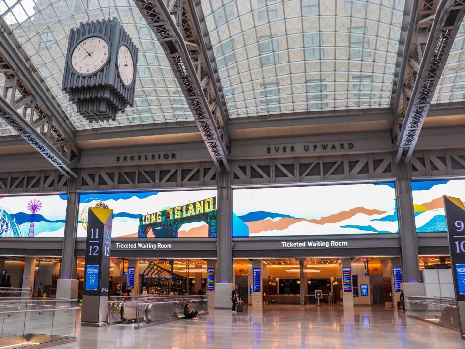 Inside the main hall of Moynihan Train Hall at New York's Pennsylvania Station - Amtrak Northeast Regional New York to Boston