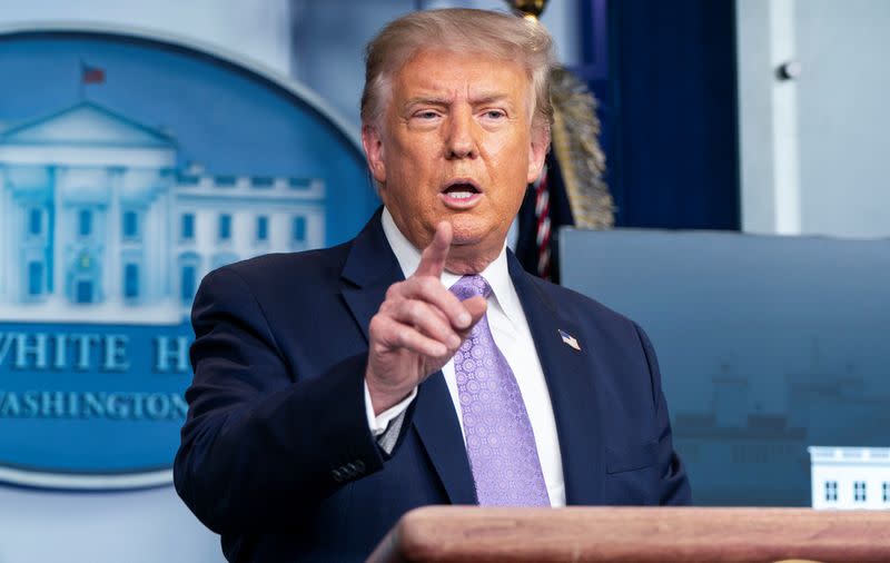 U.S. President Trump holds a COVID-19 pandemic briefing at the White House in Washington