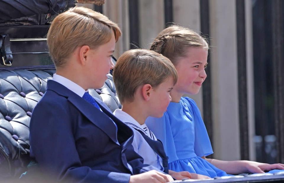 Prince George, left, Prince Louis and Princess Charlotte leave Buckingham Palace (Jonathan Brady/PA) (PA Wire)