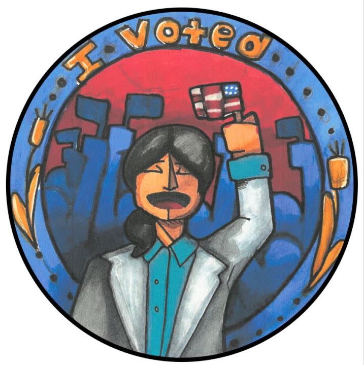 Lily Cardenas' design tied for second place in the first-ever Sedgwick County "I Voted" sticker contest. (Courtesy Sedgwick County)