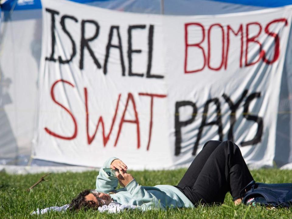 Gaza Solidarity Encampment Grows At Swarthmore College In Pennsylvania As Campus Protests Continue