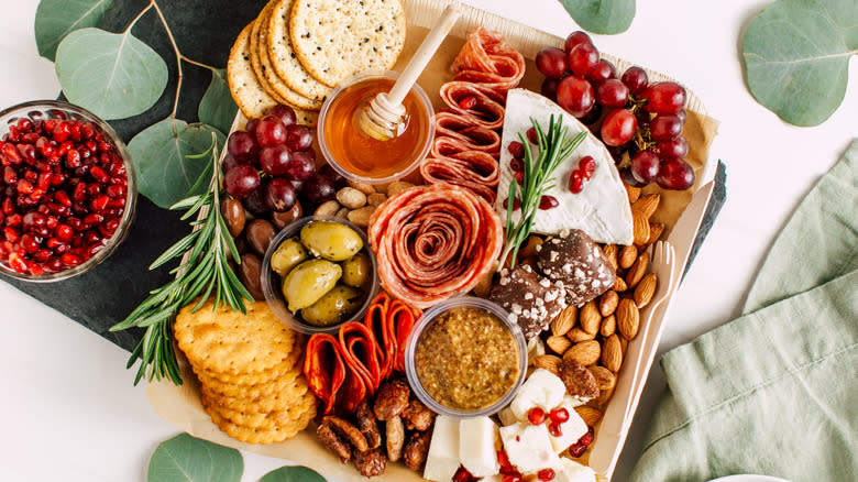 top-view of charcuterie board