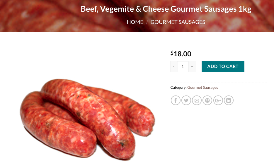 Tender Gourmet Butcher's beef, cheese and Vegemite sausages. Source: Supplied