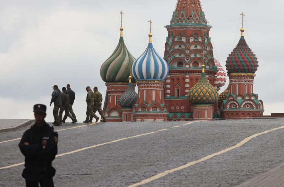 Russian law enforcement guard the Red Square near the Kremlin on June 24, 2023 in Moscow, Russia, amid the Wagner Group's ongoing armed rebellion in Russia. (Photo by Contributor/Getty Images)