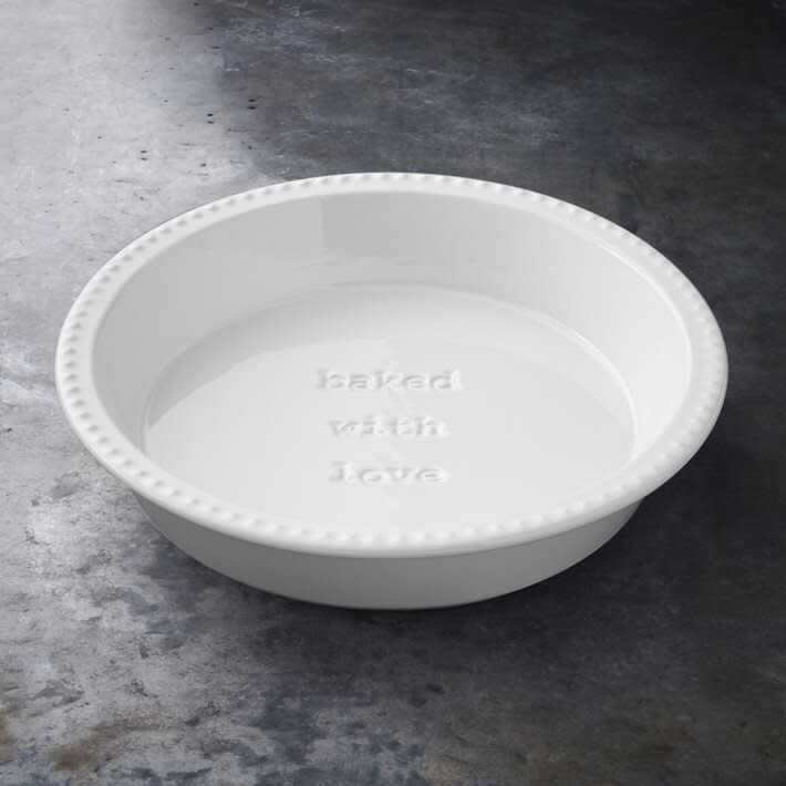 Williams Sonoma pie plate baked with love