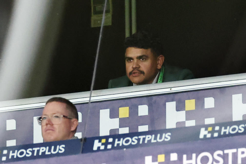 Latrell Mitchell in the coach's box.