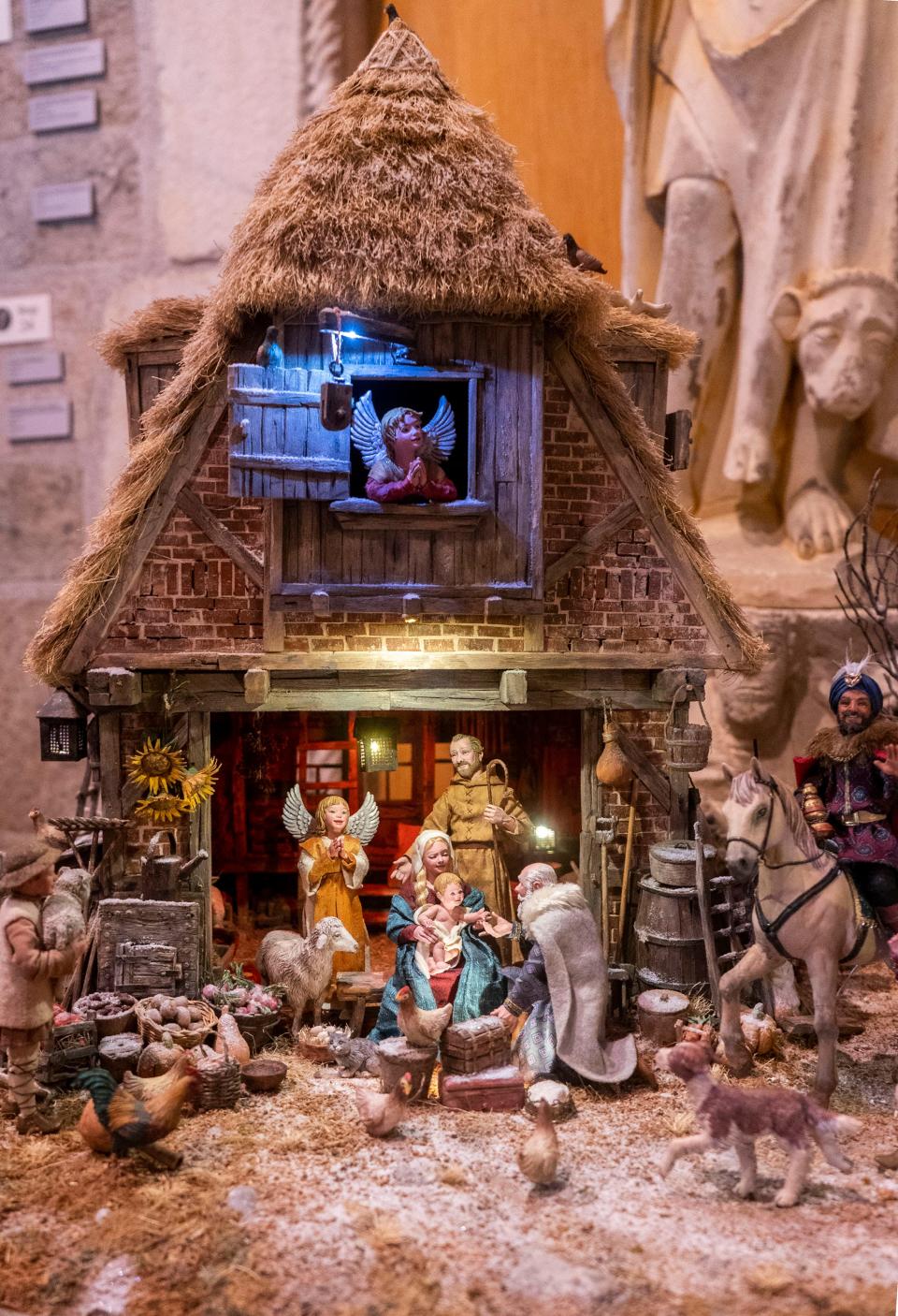 Part of the nativity scene by Karen Loccesano and Michael Palan on display at The World Nativities inside the Glencairn Museum in Bryn Athyn on Wednesday, Nov. 29, 2023.

[Daniella Heminghaus | Bucks County Courier Times]