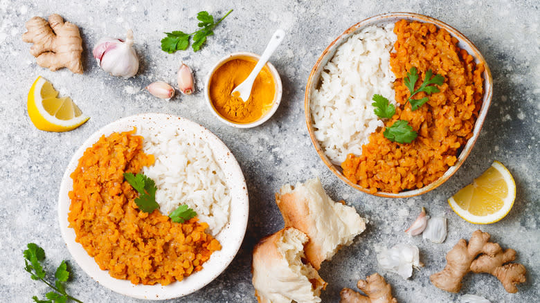 Indian lentil dal with rice