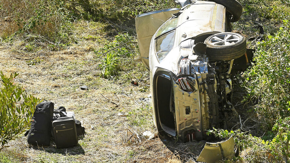 Tiger Woods' car, pictured here after the huge accident.