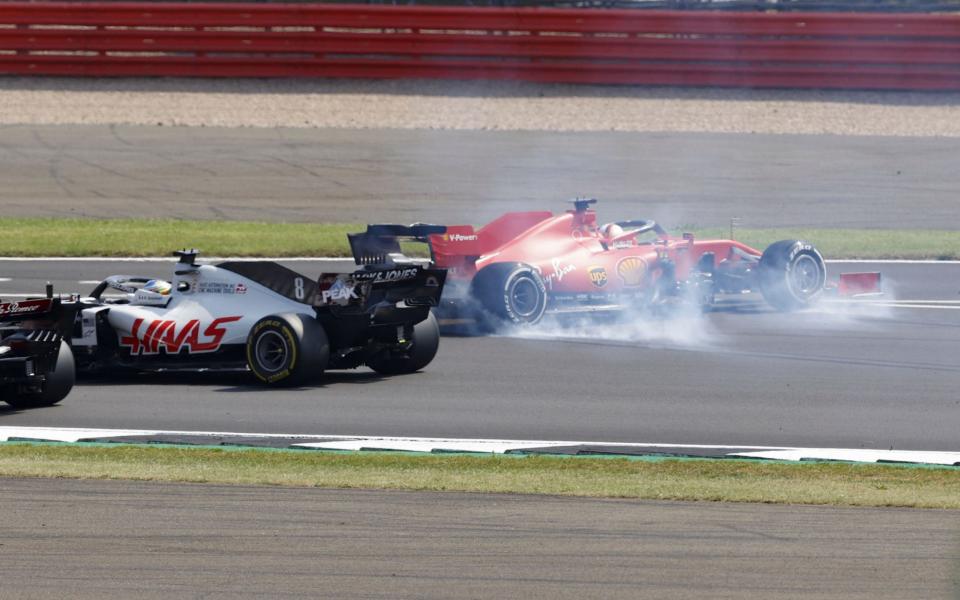 Sebastian Vettel spins his Ferrari at the first corner - SHUTTERSTOCK
