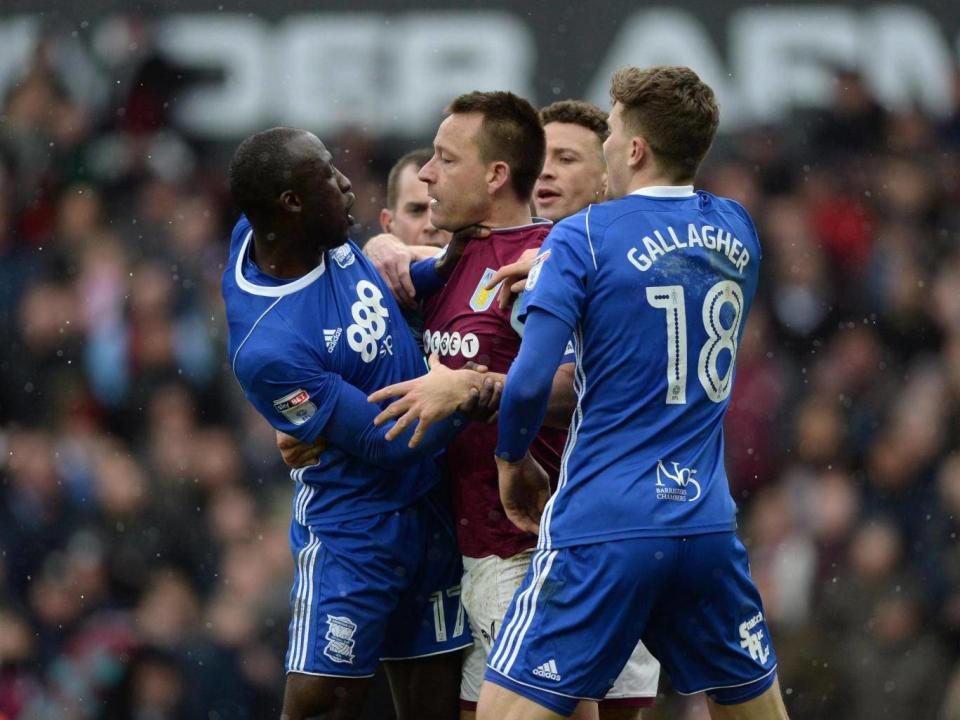 John Terry gets confrontational during last season's derby at Villa Park (Getty)