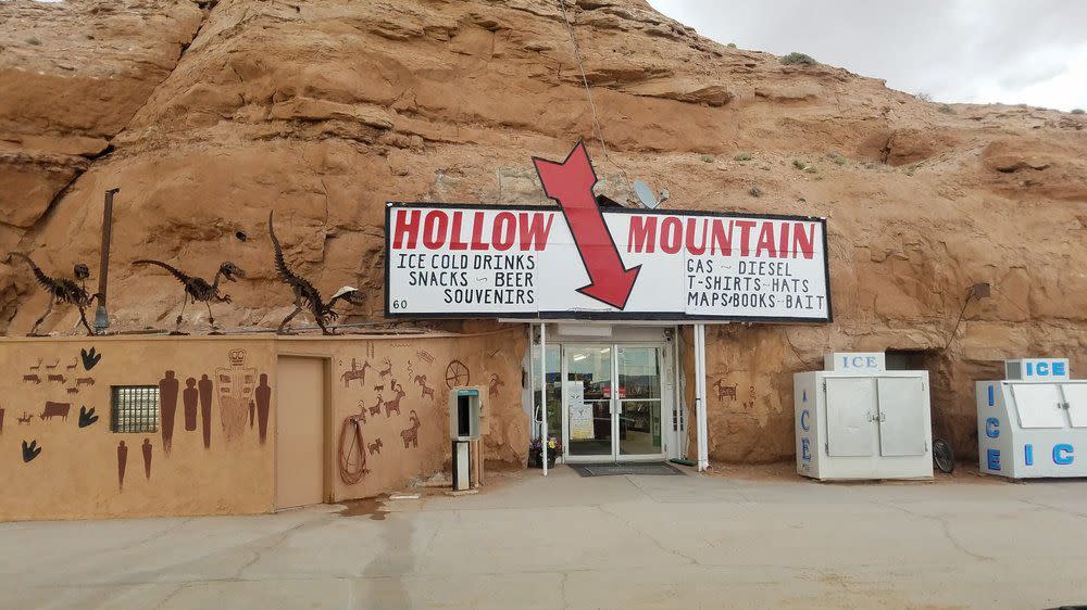 Exterior shot of Hollow Mountain gas station and store