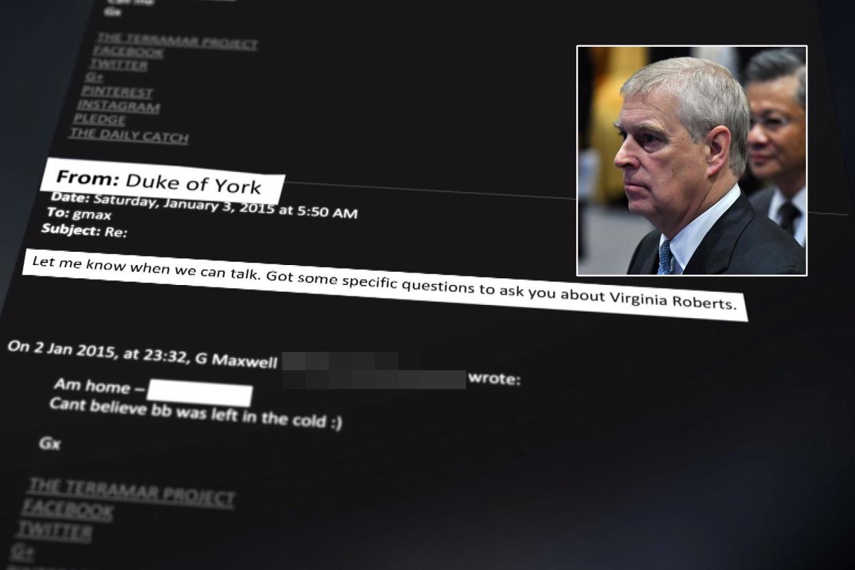 An email allegedly sent by The Duke of York to Ghislaine Maxwell in 2015: BBC Pictures