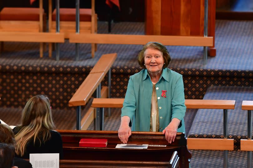 Dame Patricia Routledge at the Thanksgiving Service for Frank Field at Christ Church, Birkenhead