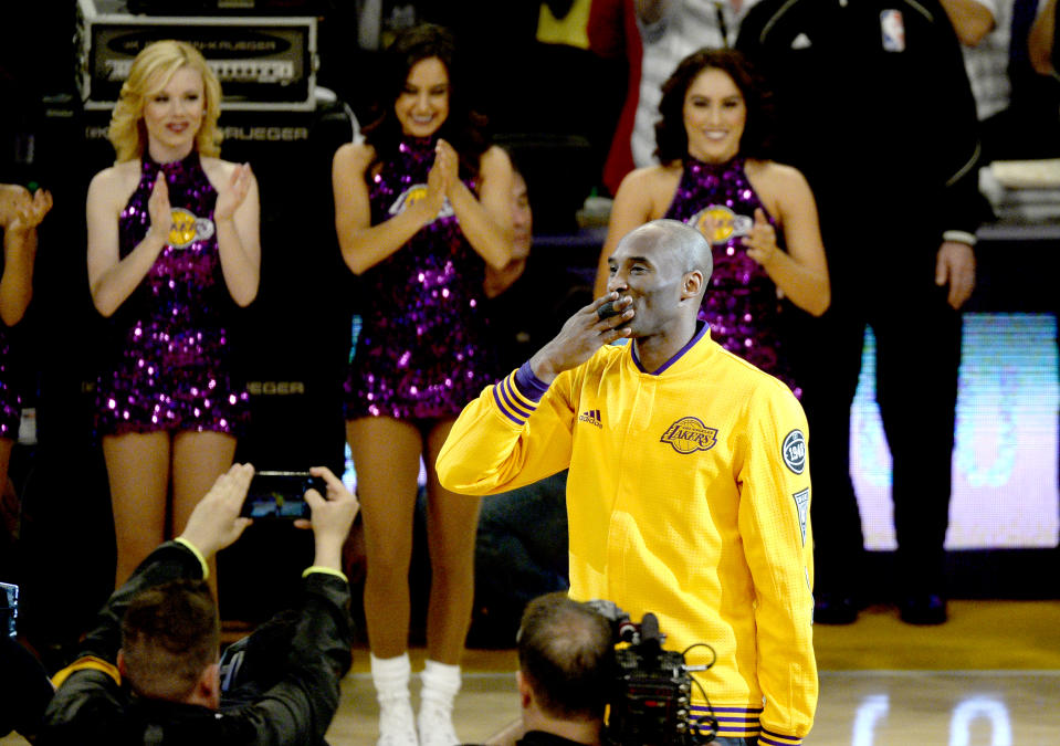 Kobe Bryant will be posthumously inducted into the Naismith Memorial Basketball Hall of Fame on Saturday.  (Kevork Djansezian/Getty Images)