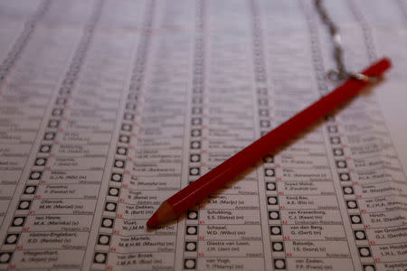 FILE PHOTO: A ballot and a red pencil are pictured in Amsterdam, Netherlands, March 15, 2017. REUTERS/Cris Toala Olivares/File Photo