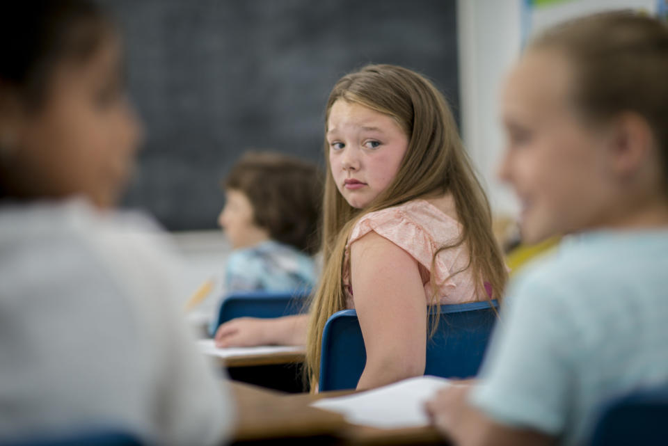 A young girl in class