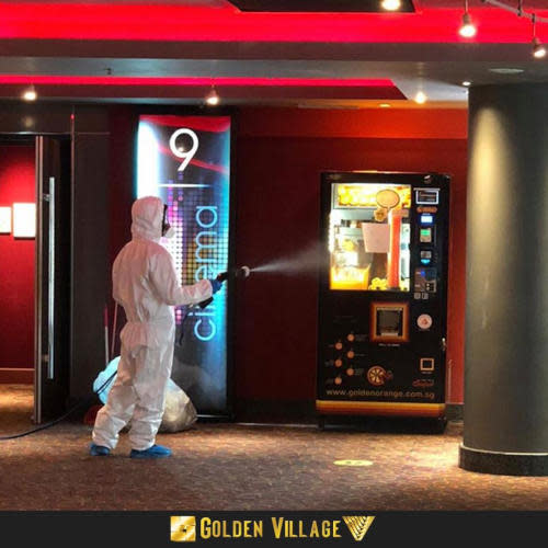 Even general areas in the cinema like the popcorn machine is disinfected.