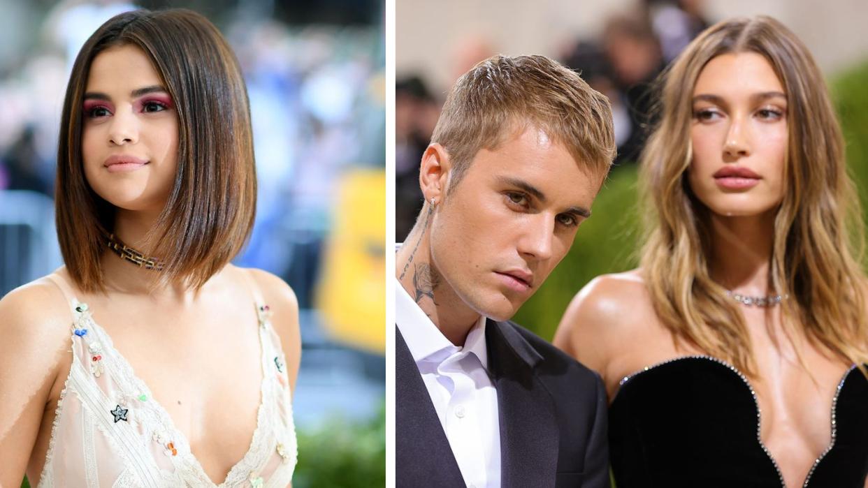 selena gomez, justin bieber, and hailey bieber