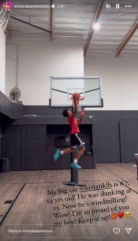 <p>Kimora Lee Simmons/Instagram</p> Kimora Lee Simmons son Kenzo dunking