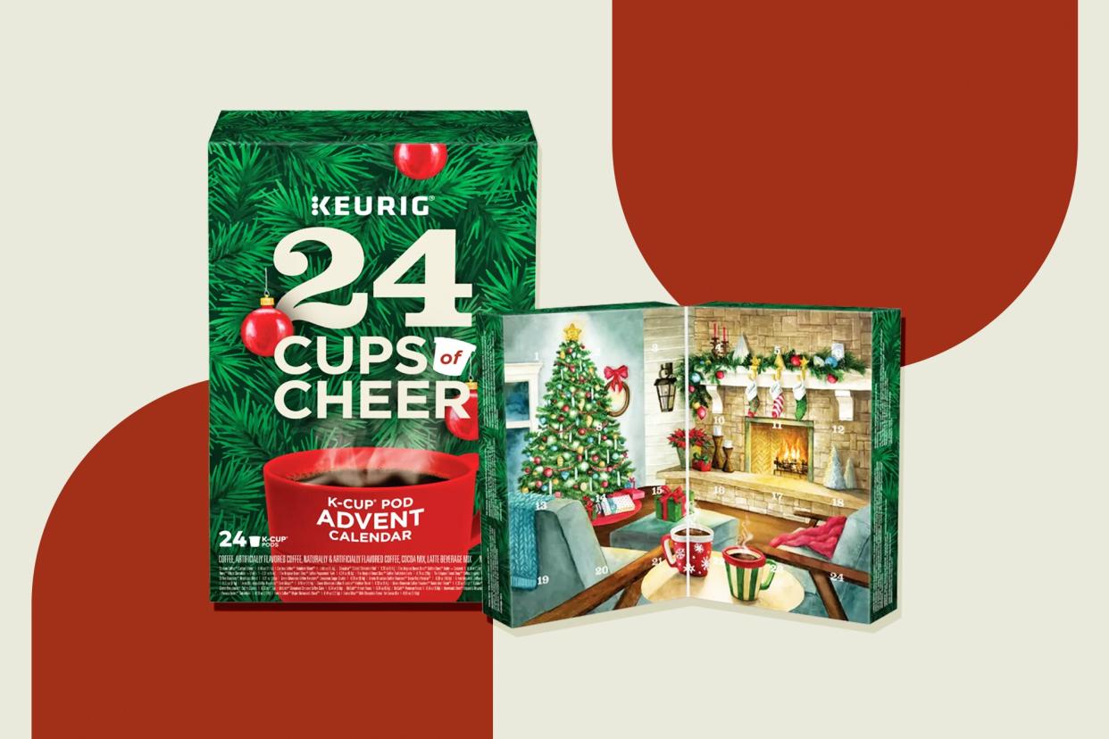 Keurig® Cups of Cheer Advent Calendar K-Cup® Pods 24-Count on a designed background