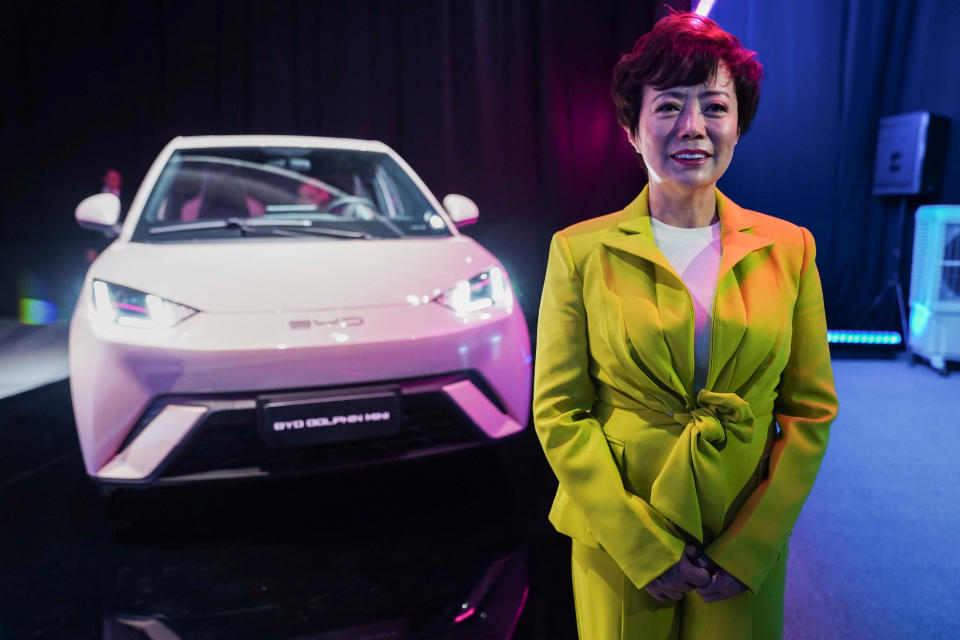 BYD America's Executive Vice President and CEO Stella Lee poses for a photo during an event where the Chinese electric vehicle maker announced the launch of the Dolphin Mini low-cost electric vehicle in Mexico City, Mexico, on March 28, 2024.  Reuters/Toya Sarno Jordan