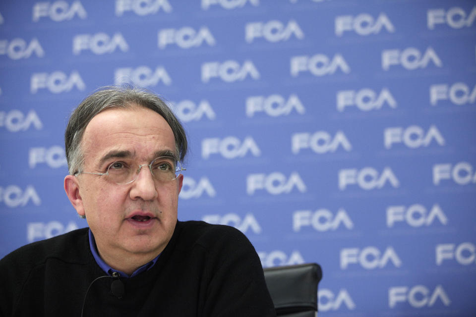 Sergio Marchionne, CEO of Fiat Chrysler, holds a press conference at the 2015 North American International Auto Show on January 12, 2015 in Detroit, Michigan.