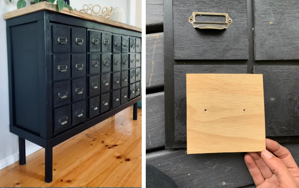 Kmart shelves transformed into apothecary cabinet