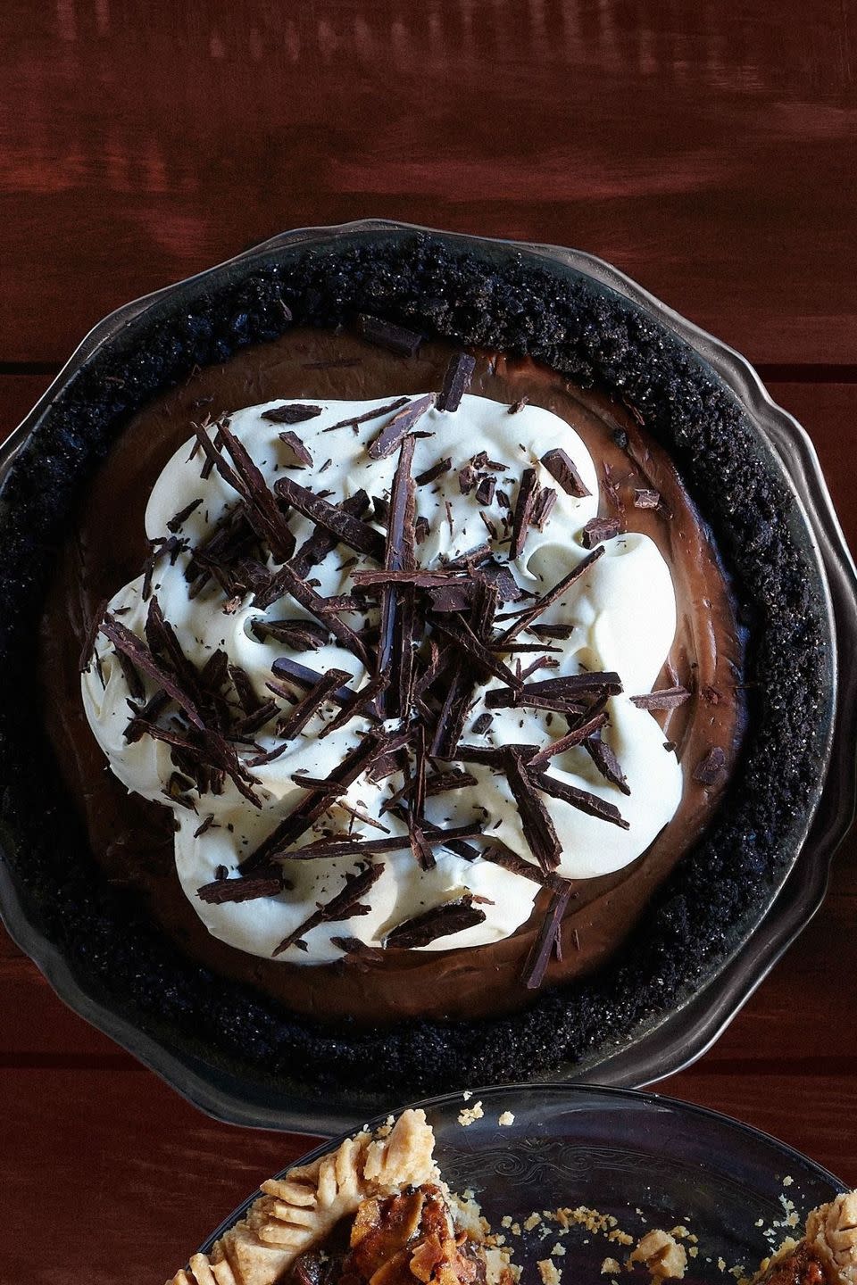best pie recipes mocha cream pie with whipped cream and chocolate shavings on top