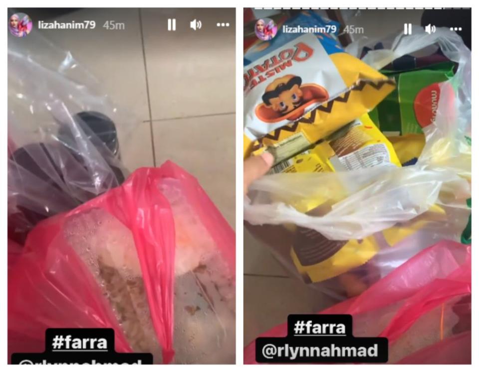 The singer received food from friends in quarantine. — Instagram screenshot