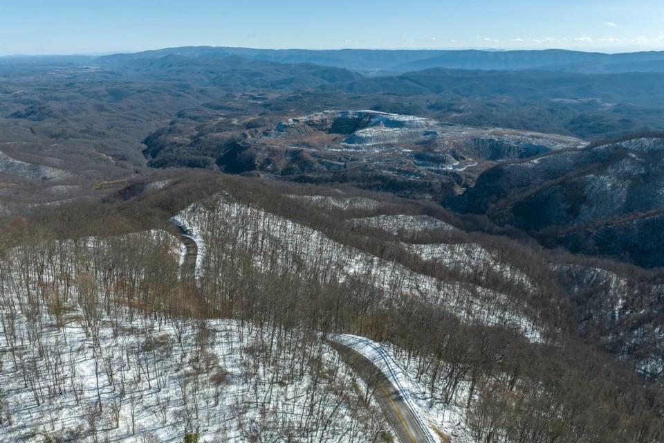 Reclamation work is scheduled for a former mine in Virginia that is visible from Black Mountain, the highest point in Kentucky, in Harlan Count, seen here on Friday, January 27, 2023