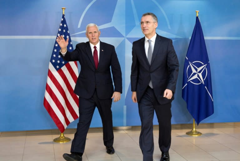 US Vice President Mike Pence (L) recently met with NATO Secretary General Jens Stoltenberg at the NATO headquarters in Brussels on February 20, 2017