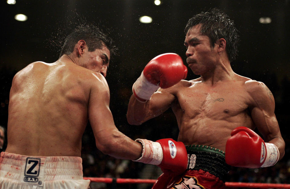 Manny Pacquiao fought Erik Morales three times in his legendary career. (Getty Images)