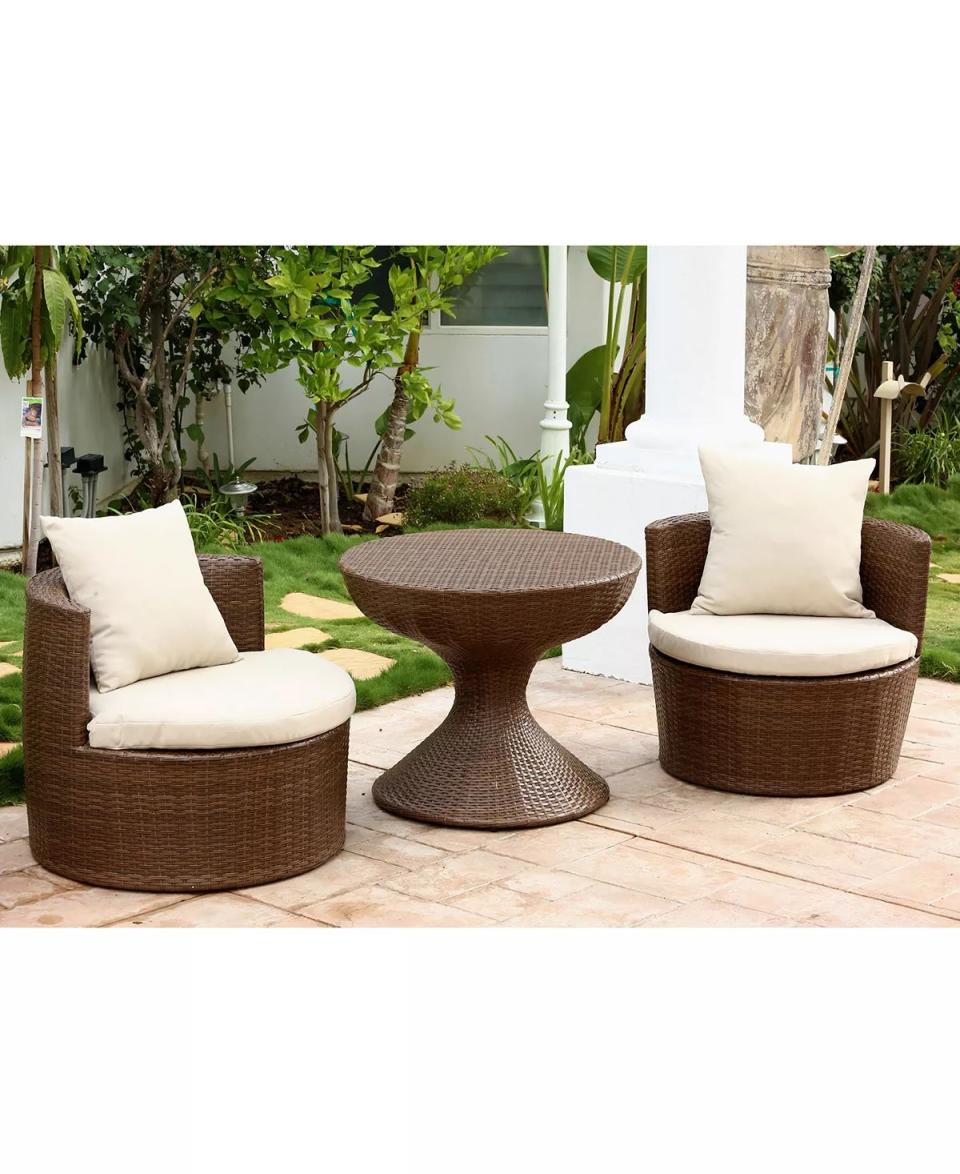 <p>Take your patio chairs to a whole new level with <a href="https://click.linksynergy.com/deeplink?id=wQFG2oi3*5M&mid=3184&u1=SK--&murl=https%3A%2F%2Fwww.macys.com%2Fshop%2Fproduct%2Fheather-outdoor-wicker-3-pc.-set%3FID%3D3055405" rel="nofollow noopener" target="_blank" data-ylk="slk:three-piece wicker conversation set;elm:context_link;itc:0" class="link ">three-piece wicker conversation set</a>. You can find these and more relaxing patio additions at Macy’s. Macy’s also has some great furniture sales that you should keep an eye out for. </p> <div class="buy-now pmc-product-wrapper // lrv-u-border-b-1 lrv-u-border-color-grey-light lrv-u-padding-b-150 lrv-u-margin-b-2"> <span class="c-span  buy-now__title lrv-u-font-family-secondary lrv-u-font-weight-700 lrv-u-font-size-28 u-font-size-34@tablet lrv-u-line-height-small lrv-u-display-block"> Heather Outdoor Wicker 3 Piece Set</span> <span class="c-span  buy-now__price pmc-product-price lrv-u-font-family-secondary lrv-u-font-size-20 lrv-u-color-grey-dark u-font-size-21@tablet u-letter-spacing-012"> $269.00</span> <div> <a class="link " href="https://click.linksynergy.com/deeplink?id=wQFG2oi3*5M&mid=3184&u1=SK--&murl=https%3A%2F%2Fwww.macys.com%2Fshop%2Fproduct%2Fheather-outdoor-wicker-3-pc.-set%3FID%3D3055405" rel="nofollow noopener" target="_blank" data-ylk="slk:Buy now;elm:context_link;itc:0"> <span class="c-button__inner lrv-u-color-white a-font-secondary-bold-xs lrv-u-text-transform-uppercase u-letter-spacing-015"> Buy now </span> </a> </div> </div>