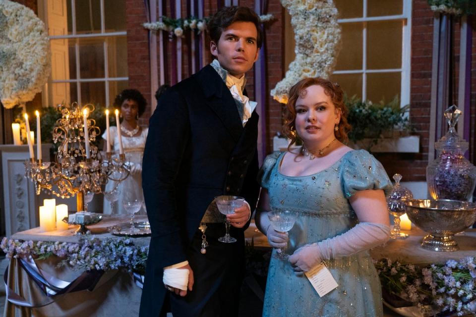 Newton and Coughlan as Colin and Penelope, respectively, in ‘Bridgerton’ (LIAM DANIEL/NETFLIX)