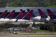 Delta Air Lines passenger planes parked in Birmingham