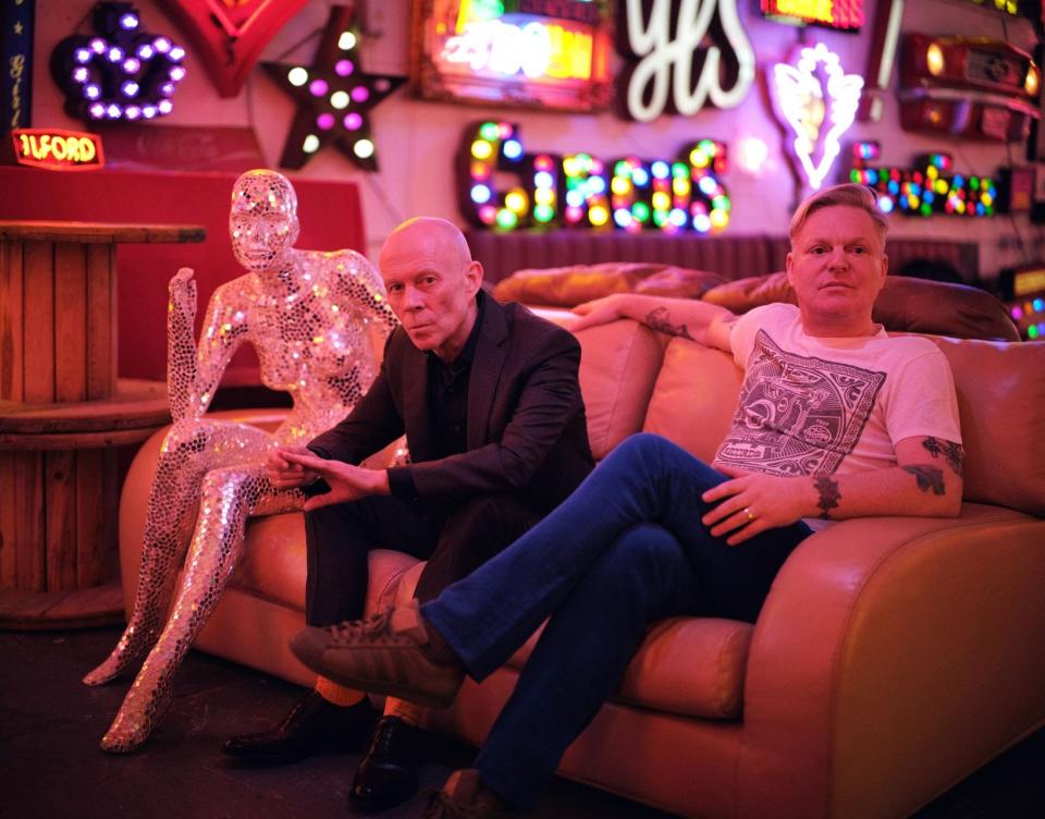Erasure's Vince Clarke (left) and Andy Bell are headed back to Pittsburgh.