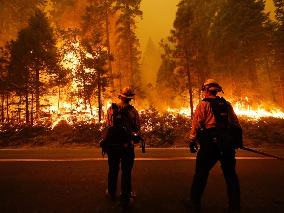 creek fire california firefighters