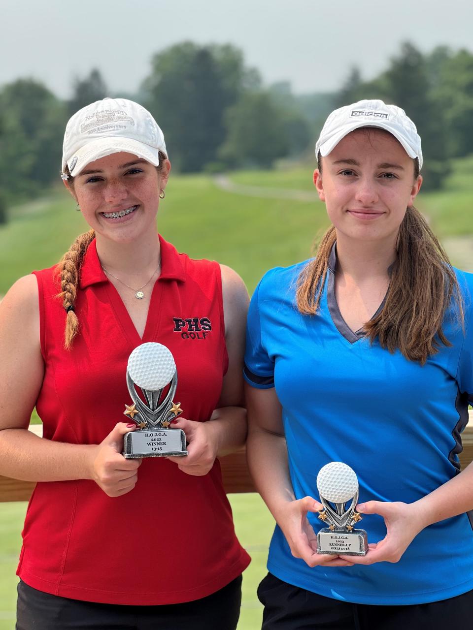 Pleasant's Maura Murphy, left, and Maddie Murphy were the top two finishers at Monday's Heart of Ohio Junior Golf Association's season finale at Valley View Golf Course. Maura Murphy won all seven HOJGA events for the girls 13-to-18 division.