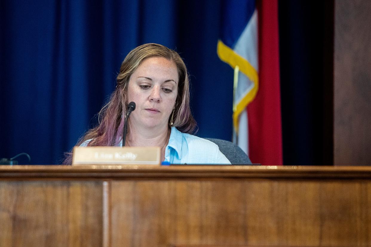 Asheville City School Board member Liza Kelly voted against the contract with Chartwells as an outside food vendor for Asheville City School lunches in a special meeting June 29, 2023.