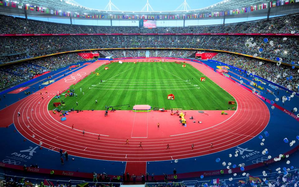 This computer generated image provided by Paris 2024 on Wednesday Sept. 13, 2017, shows the Stade de France in Paris as an Olympic venue as the city becomes ready to host the Olympic Games in 2024. Paris will host the 2024 Summer Olympics and Los Angeles will stage the 2028 Games _ a pre-determined conclusion that the International Olympic Committee has officially ratified in a history-making vote. - Paris 2024 via AP