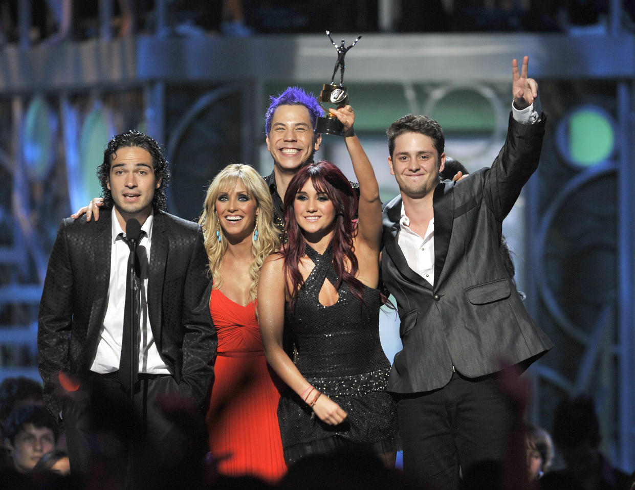 Los integrantes de RBD durante la entrega de los Premios Juventud 2008 (Fotografía: Rodrigo Varela/Wireimage/Getty)