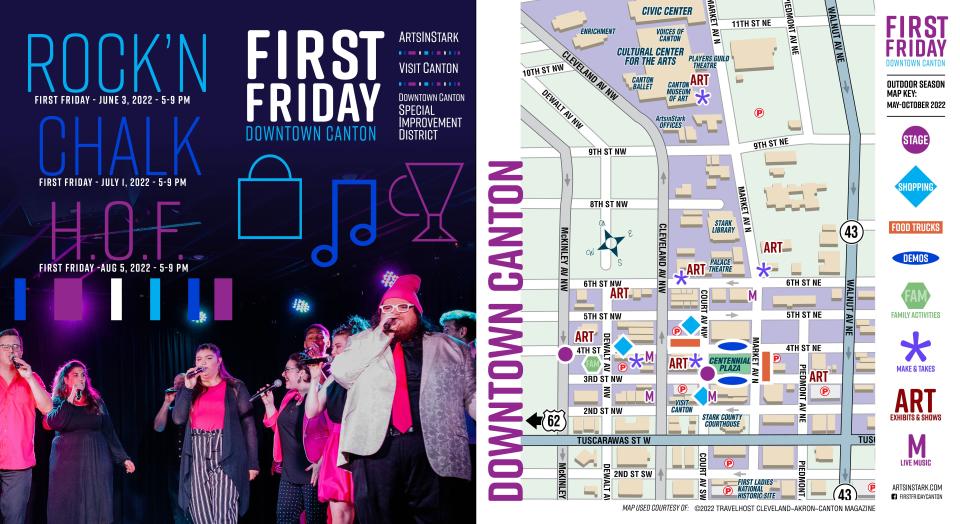 First Friday is a monthly event in downtown Canton. Family-friendly events and activities are from 5 to 9 p.m.