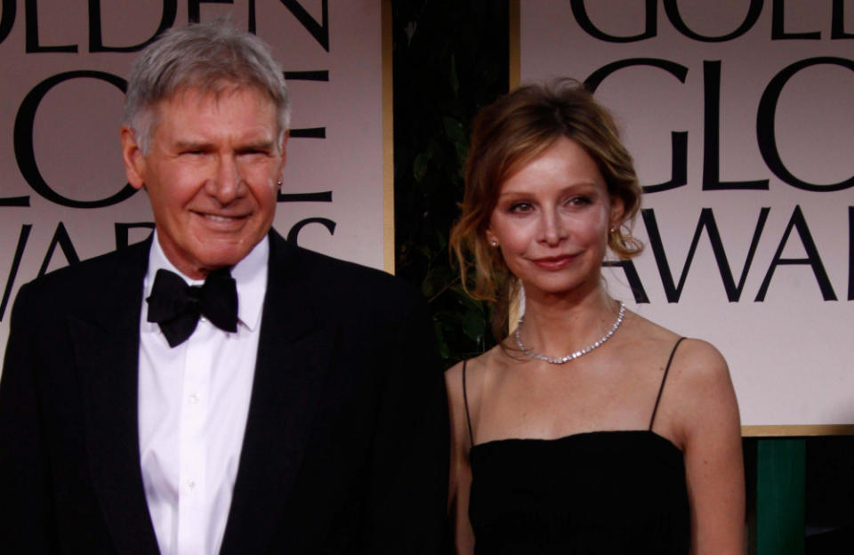 The 80-year-old 'Star Wars' actor is married to former 'Ally McBeal' actress Calista Flockhart, 58, an age gap of 22 years. They met at the 2002 Golden Globe Awards, got engaged on Valentine's Day in 2009, and tied the knot in June 2010 in Santa Fe, New Mexico, where Ford was filming 'Cowboys and Aliens' with Daniel Craig. Calista was 38 at the time and had just adopted Liam, their only child. Harrison had just turned 60 and had separated shortly before from Melissa Mathison, his second wife.