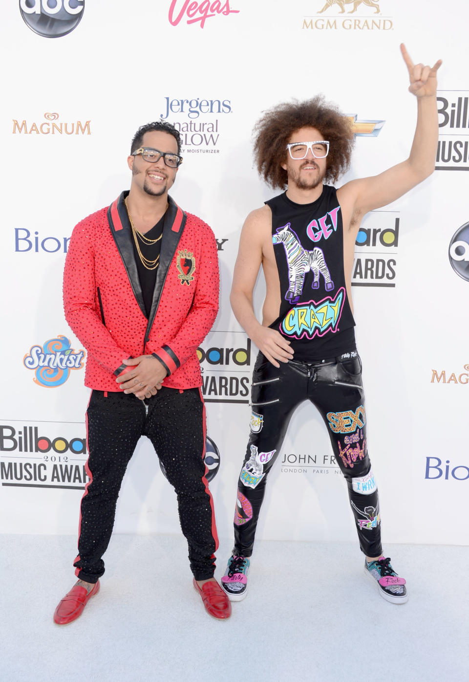 LAS VEGAS, NV - MAY 20: Musicians Sky Blu and Redfoo of 'LMFAO' arrives at the 2012 Billboard Music Awards held at the MGM Grand Garden Arena on May 20, 2012 in Las Vegas, Nevada. (Photo by Frazer Harrison/Getty Images for ABC)