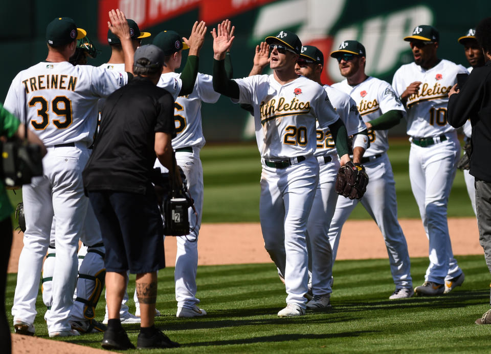 The A's are the hottest team in baseball, winning 10 straight games. (Photo by Cody Glenn/Icon Sportswire via Getty Images)