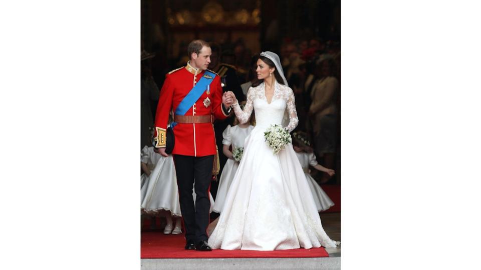 William and Kate leaving Westminster Abbey as husband and wife